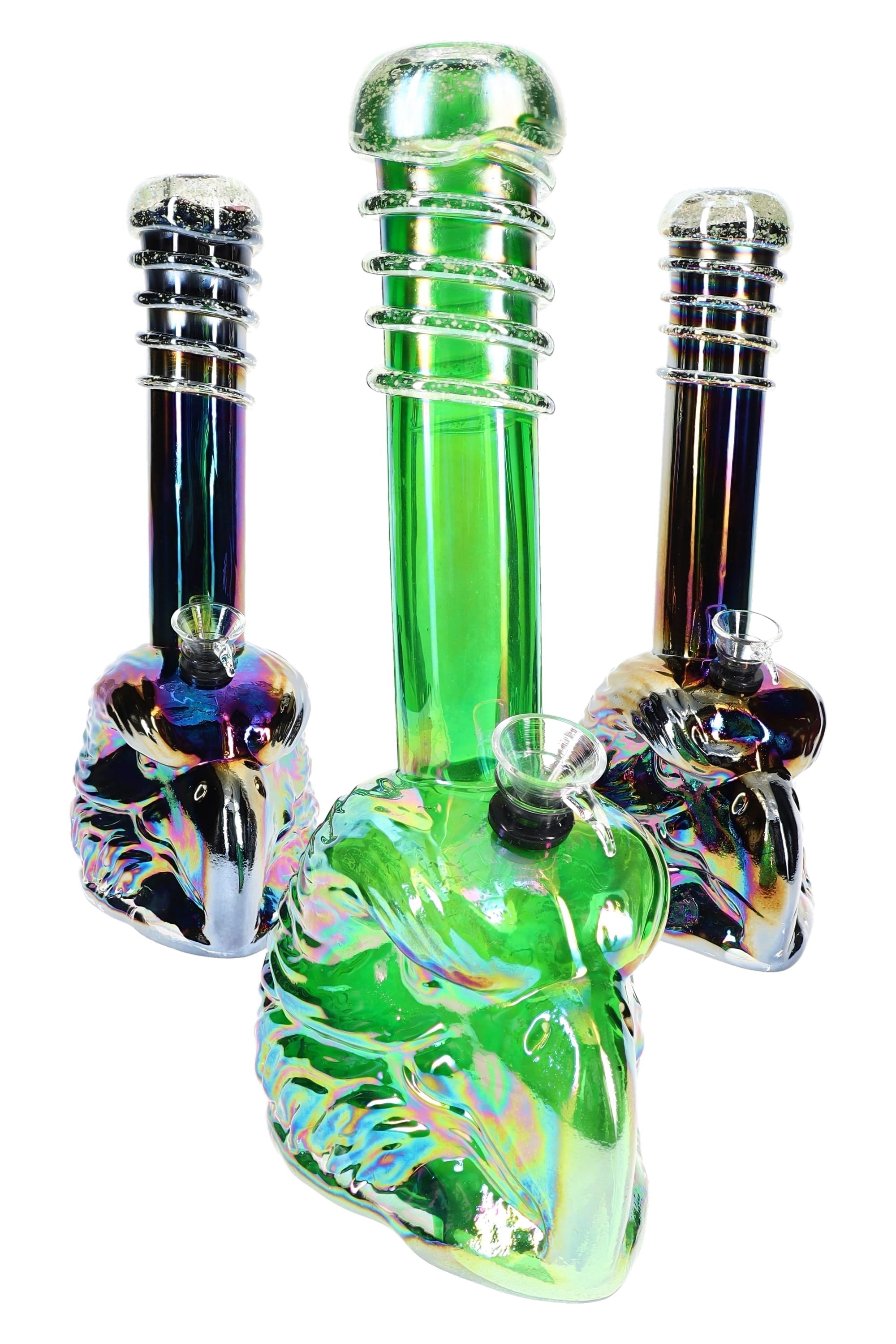 Metallic Eagle Glow-in-the-Dark Frit Soft Glass Bong “Roost Rocket” – 11″ – Assorted Colors