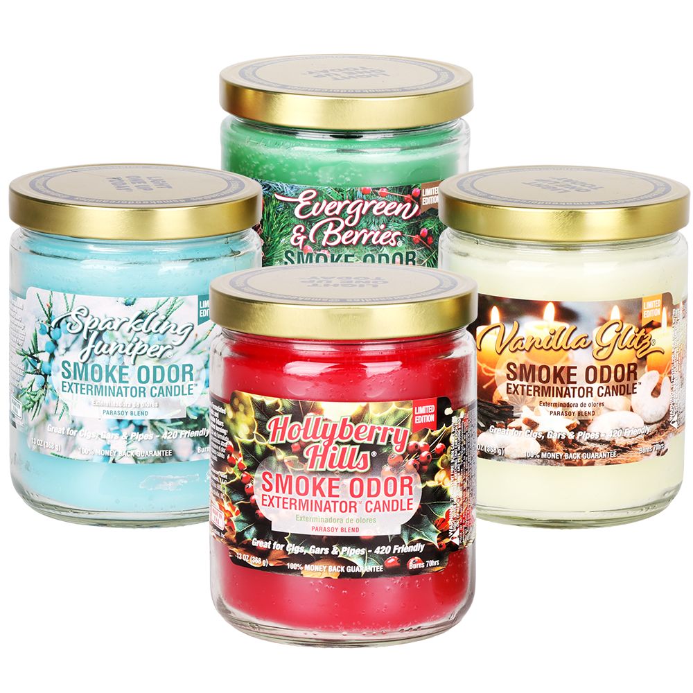 12CT BOX - Smoke Odor Exterminator Candles - Holiday Mix / 13oz