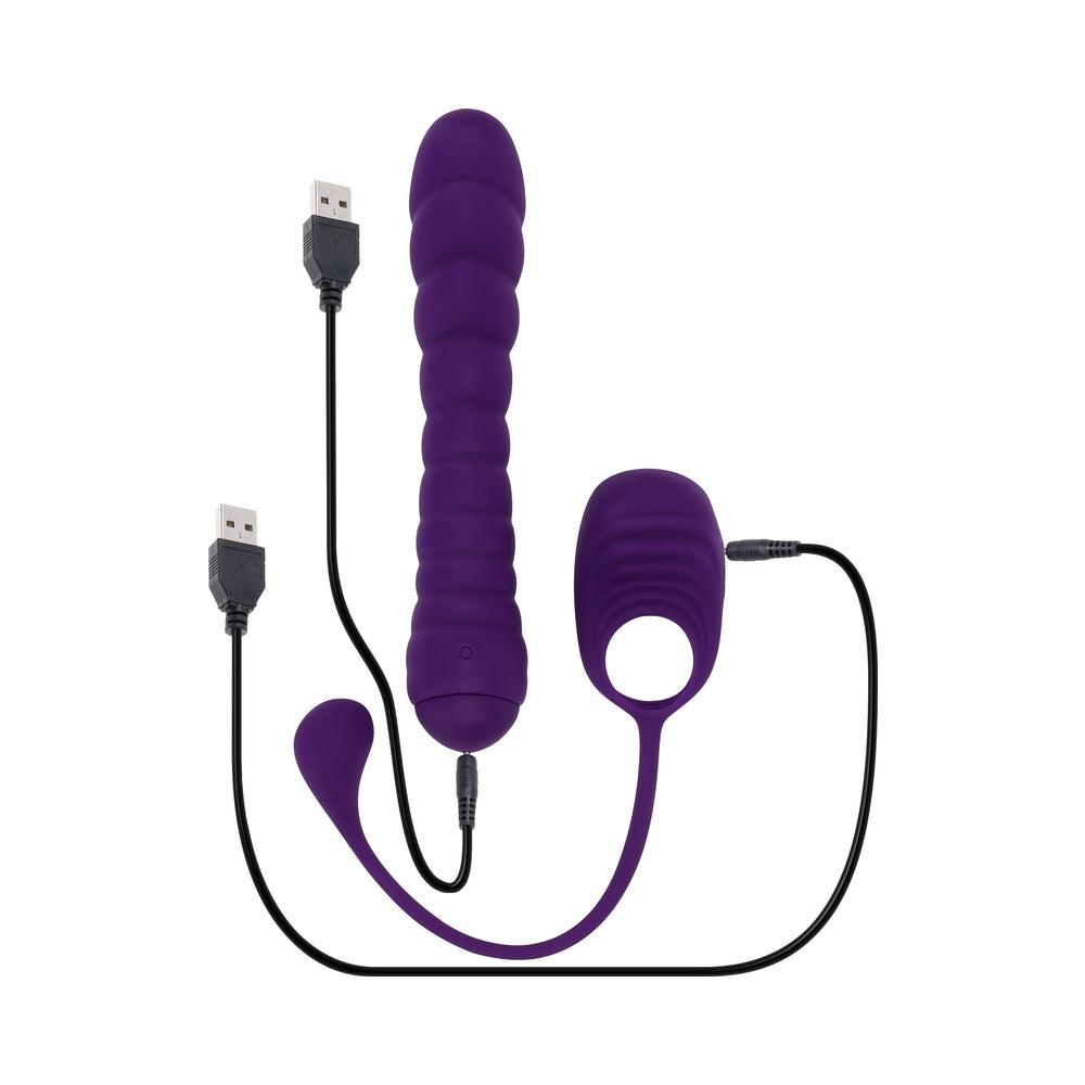 Playboy Twisted Playground Rechargeable Triple Stimulator Vibe Silicone Purple Acai