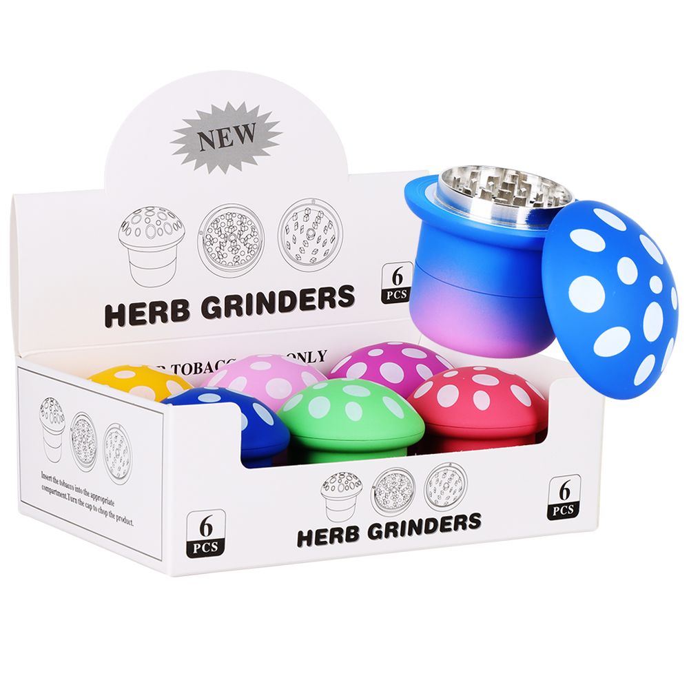 6CT DISPLAY - Gradiant Mushroom Grinder - 4pc / 2.7" / Assorted Colors