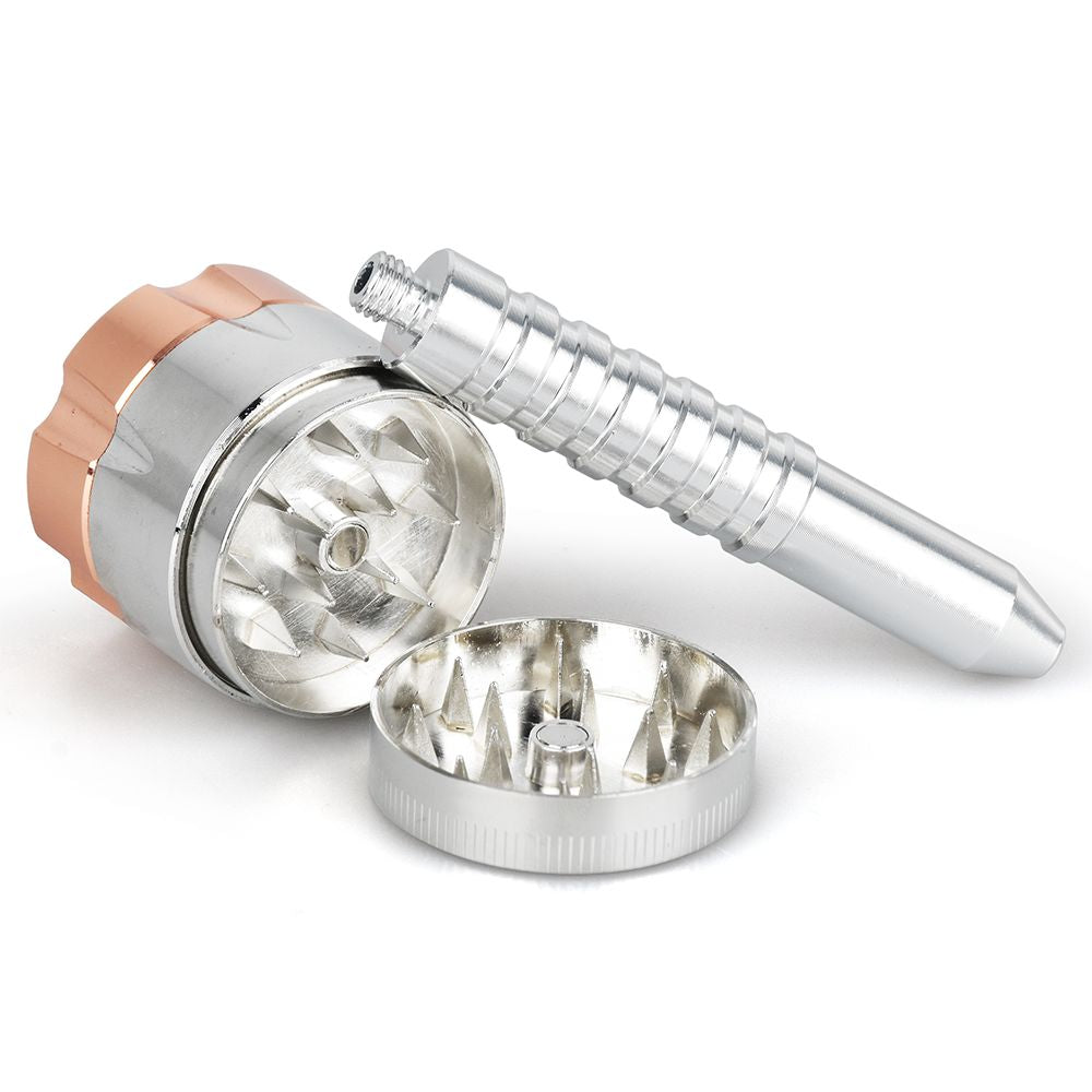 Six Shooter Aluminum Hand Pipe + Grinder - 4.5" 12ct
