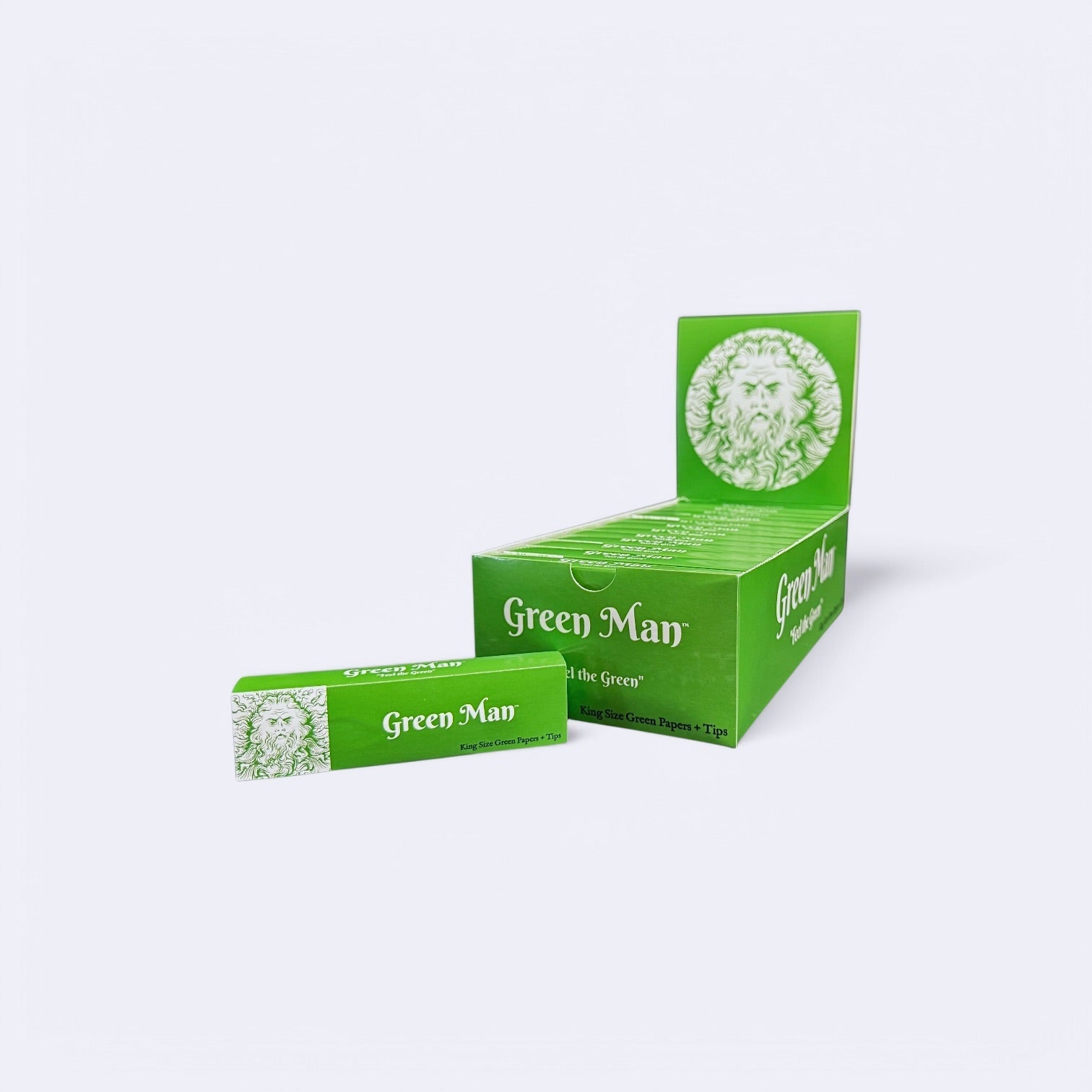 Green Man King Size Green Rice Papers with Pre-Rolled Tips