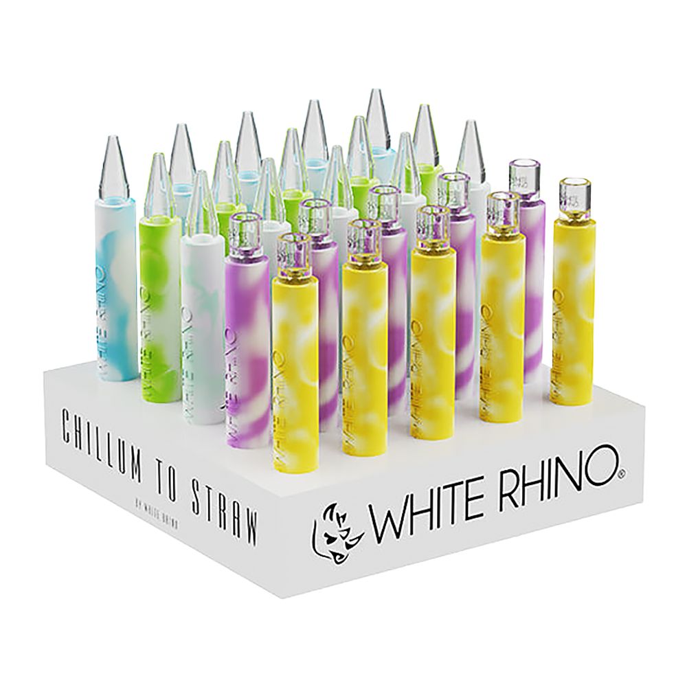 White Rhino Quartz Chillum To Straw - 5" / Glow In The Dark 25ct