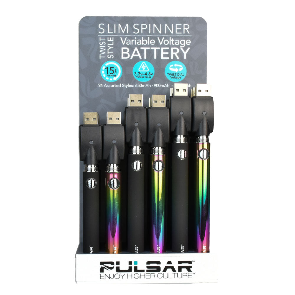 Pulsar Slim Spinner Twist Style VV Batteries- Asst mAh - 24PC