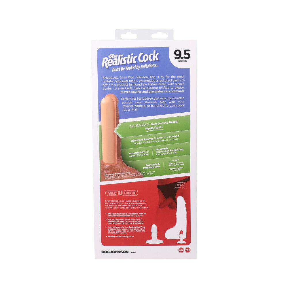 The Realistic Cock Squirting 9.5 in. ULTRASKYN Vac-U-Lock Dildo Vanilla