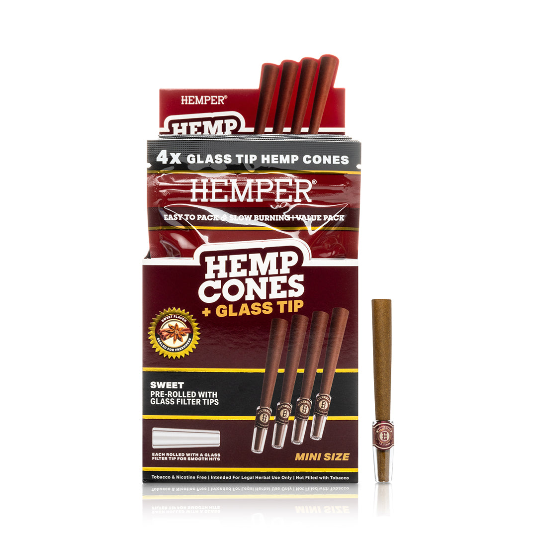 Pre-Rolled Mini Size Glass Tipped Hemp Cones | 4PK