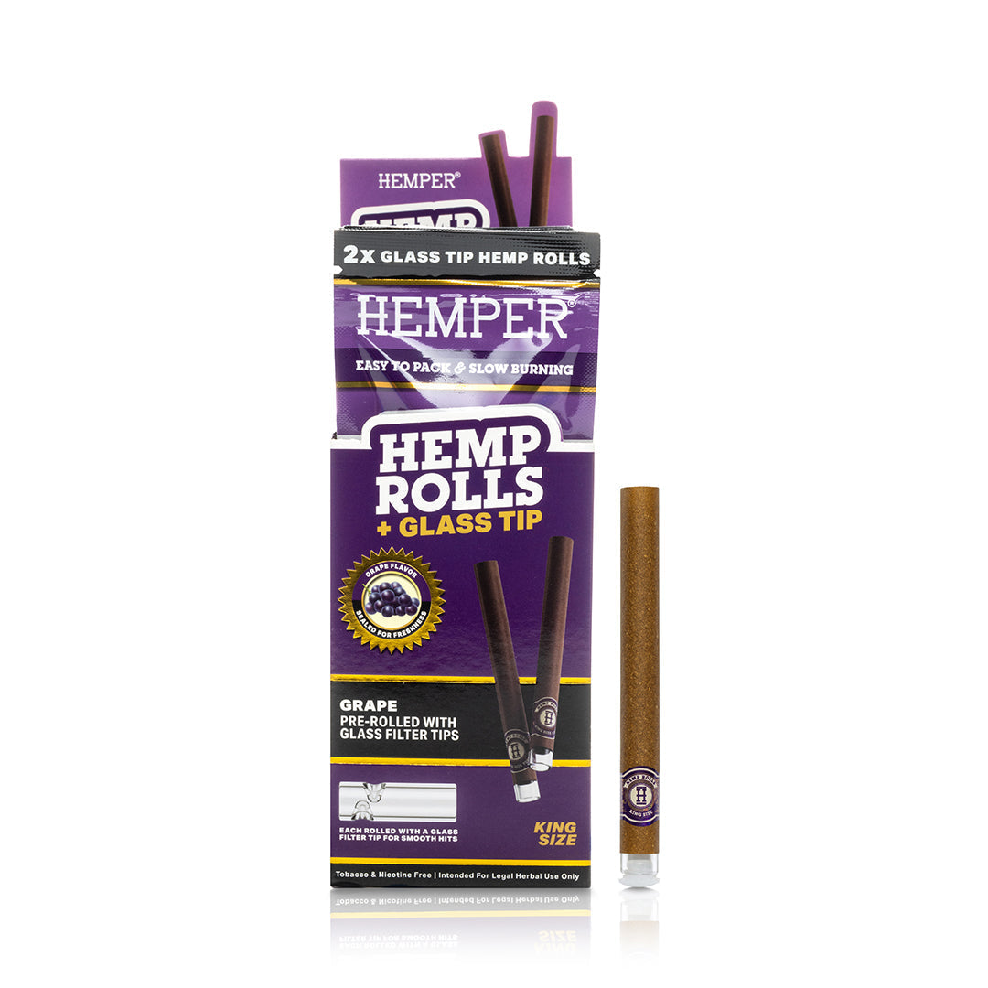 Pre-Rolled King Size Glass Tipped Hemp Rolls | 2PK