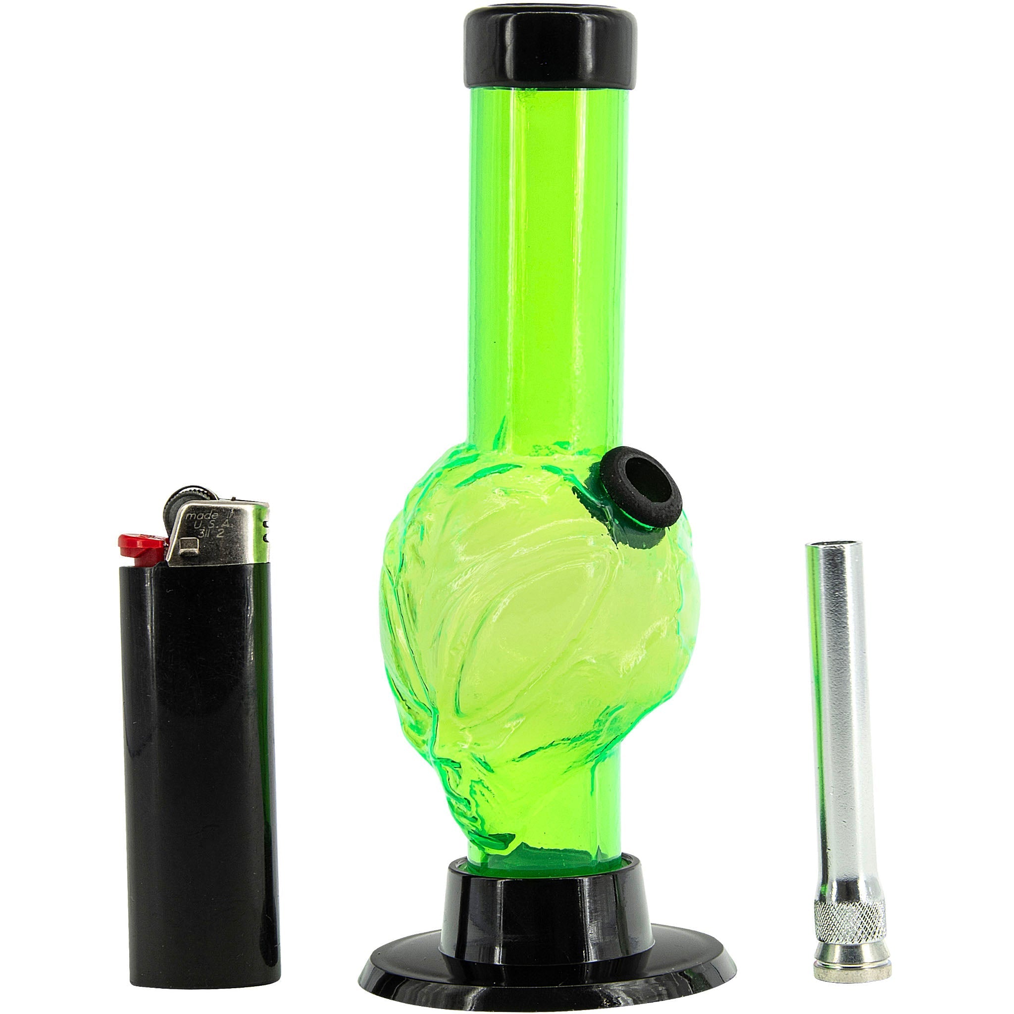 Mini Skull Acrylic Bong - 6" Tall - Multiple Colors