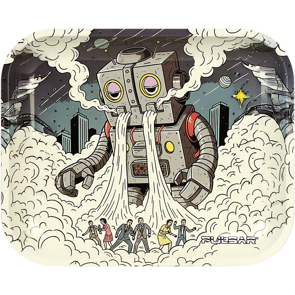 Pulsar Metal Rolling Tray - Attack of the Dope Bot / 13"x 11"