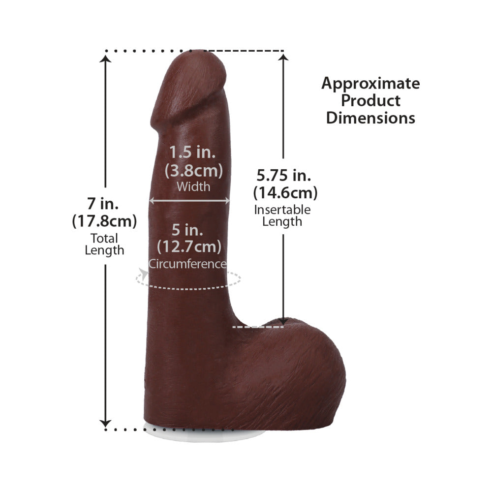The Realistic Cock 7 in. ULTRASKYN Vac-U-Lock Dildo with Balls Chocolate