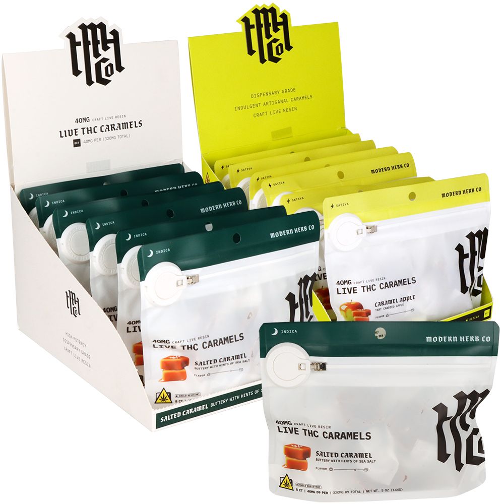 Modern Herb Co THC Caramels | Salted Caramel | 320mg | 8pc | 6pk Display