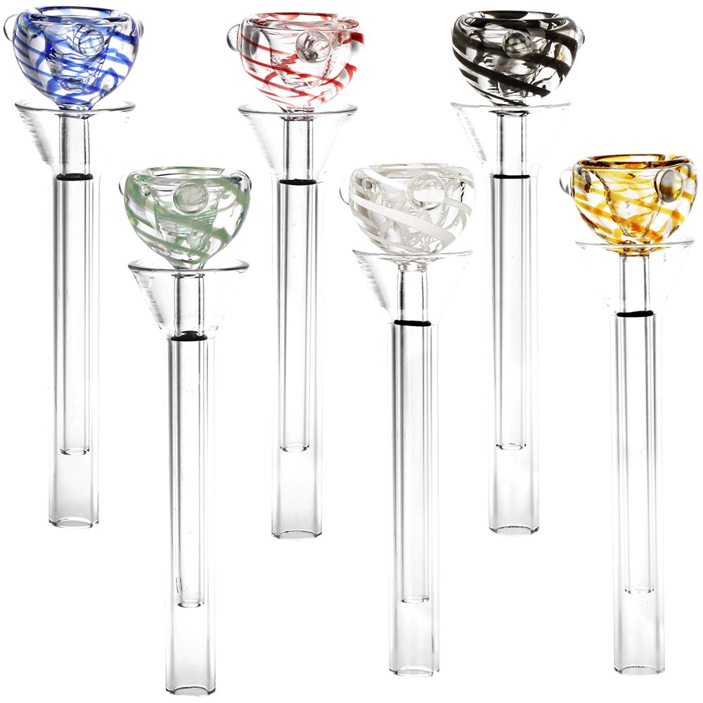 6CT BUNDLE - Glass Bubble Herb Slide/Downstem Set - 3.3" / Assorted Colors