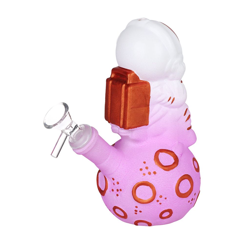 Dreamy Astronaut Glow In The Dark Painted Glass Water Pipe - 6.75" / 14mm F / Colors Vary