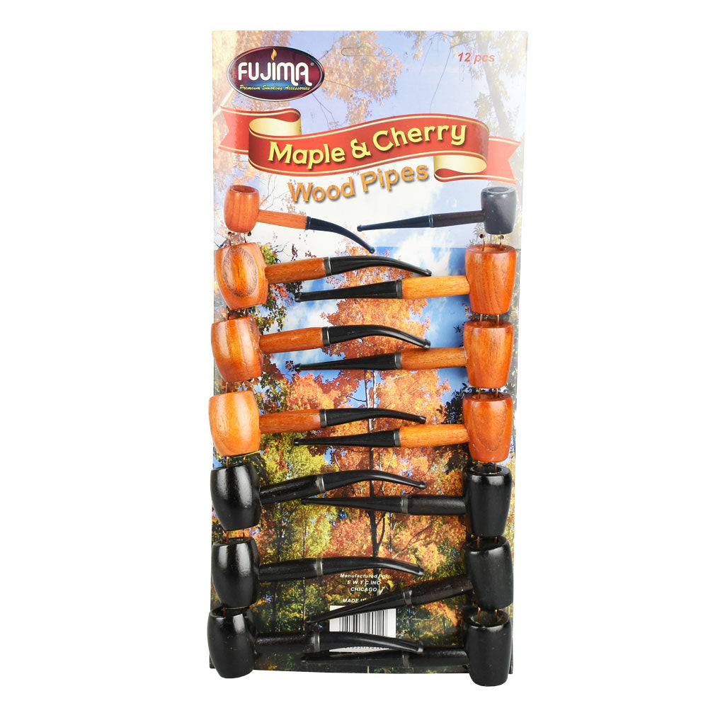 Fujima Large Cherry & Maple Wood Pipe -12PC Display