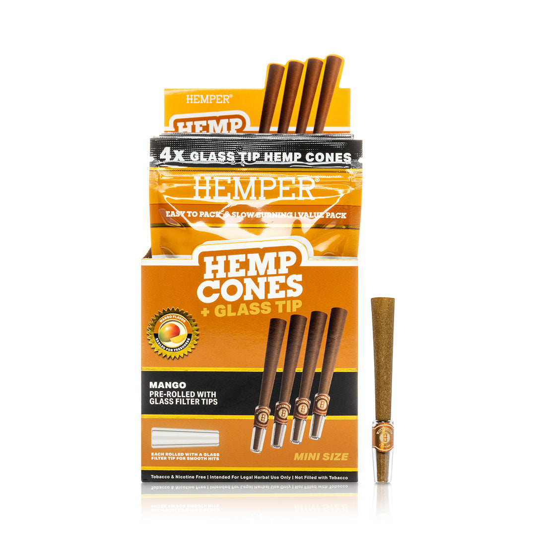Pre-Rolled Mini Size Glass Tipped Hemp Cones | 4PK