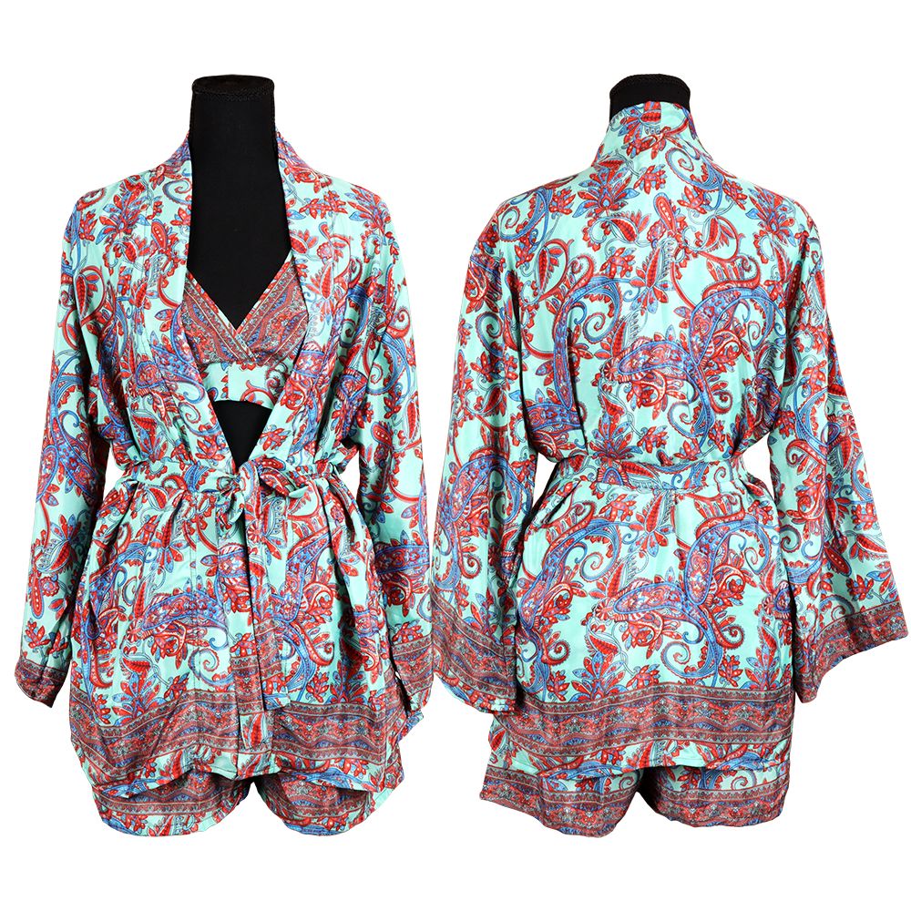 Matching Silk Halter Top, Shorts & Sweater - One Size