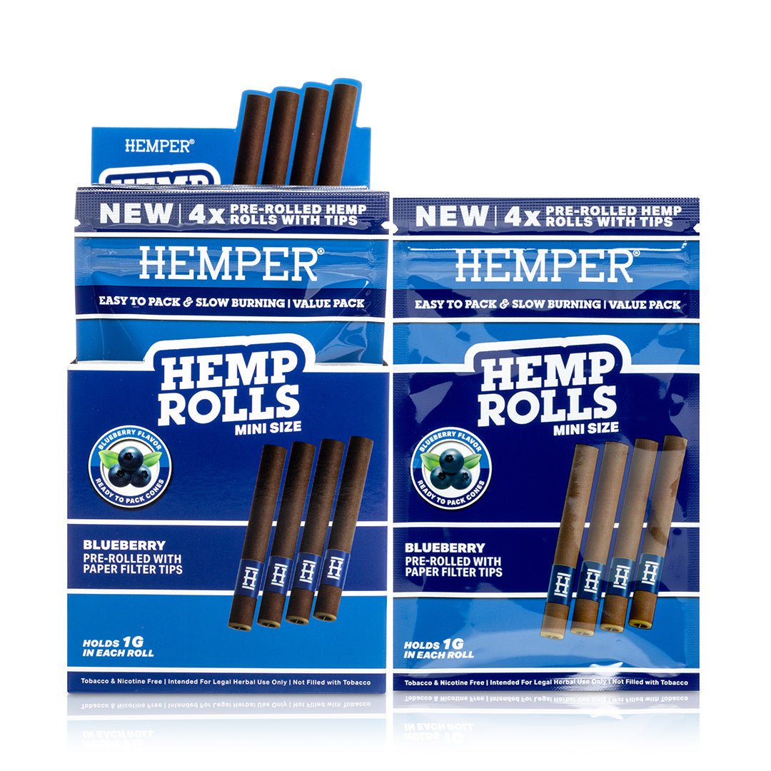 Pre-Rolled Mini Size Paper Tip Hemp Rolls | 4PK Display