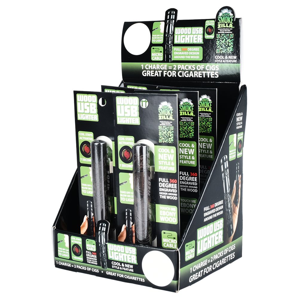 Smokezilla Ebony Wood Rechargeable Coil Lighter - 170mAh / 4" 6ct