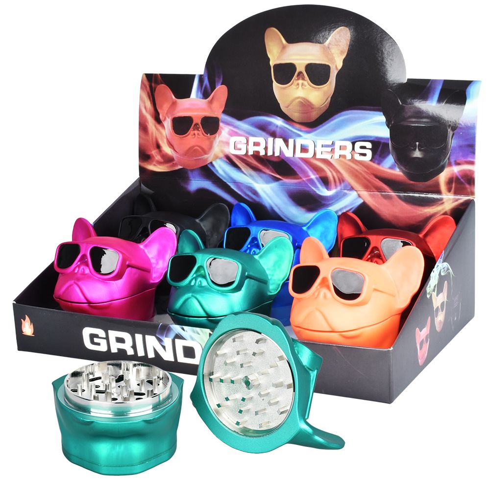 Hipster Dog Aluminum Grinder - 2.25" / 3pc / 6ct
