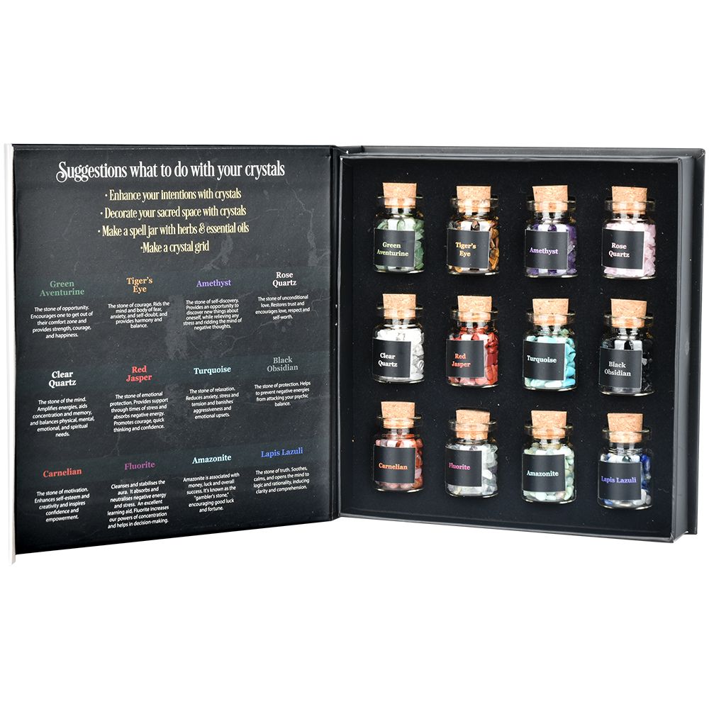 Crystals For Spells Faux Book 12PC SET