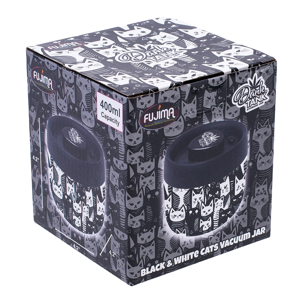 Fujima Dank Tank Vacuum Glass Jar - 4.2" / Black & White Cats