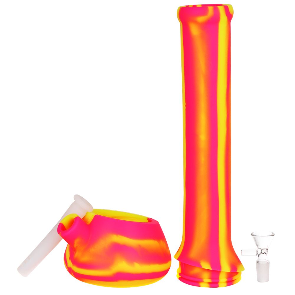 4CT BUNDLE - Silicone Beaker Water Pipe - 13.25"/ 14mm F / Assorted Colors