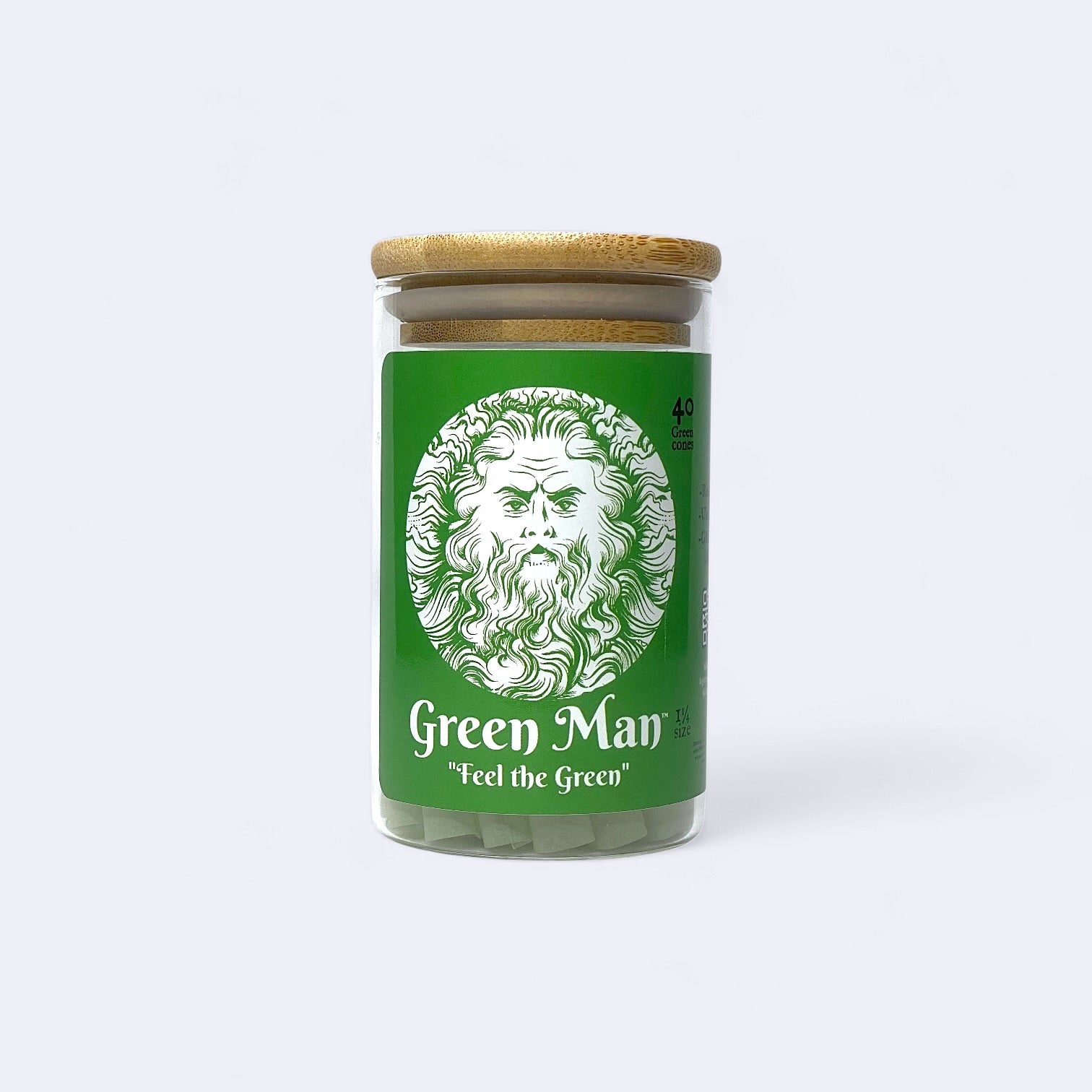 Green Man 1.25 Green Rice Cones 40ct Jar