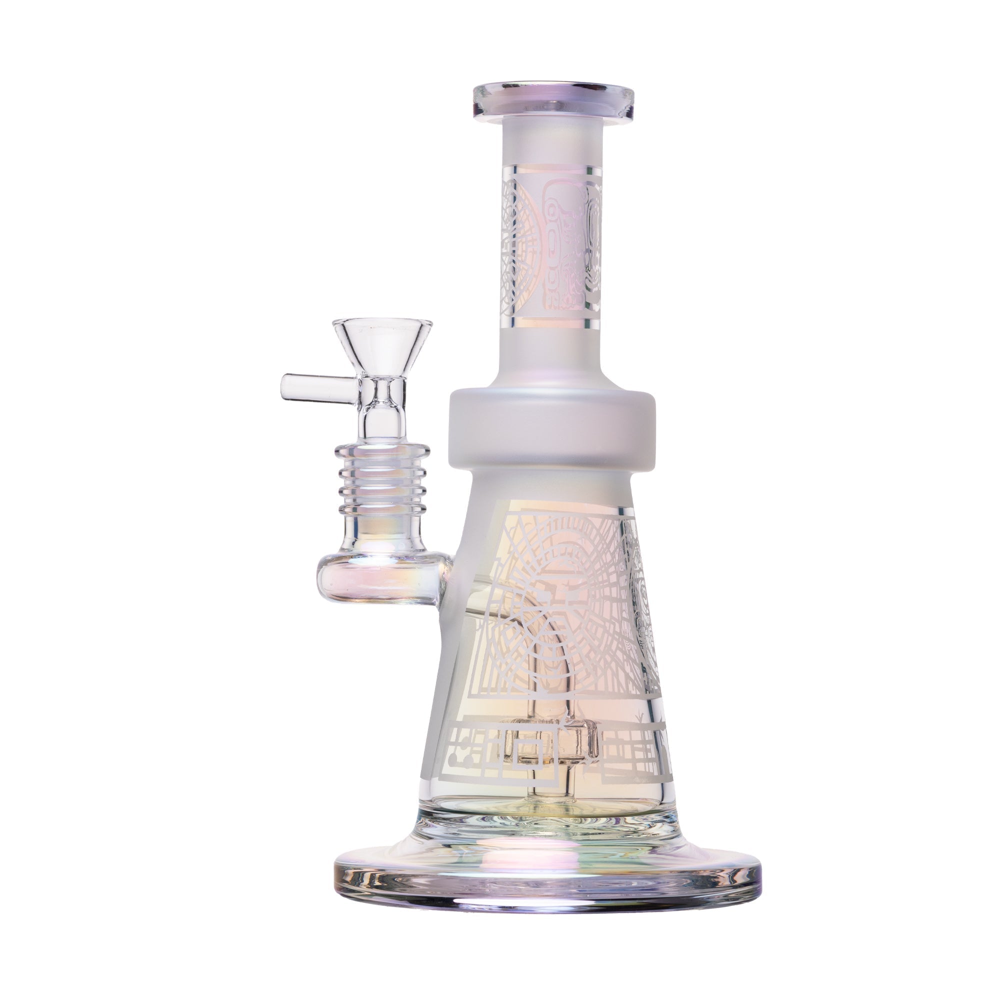 Human Grade Aztec (Sandblasted) Glass Water Pipe