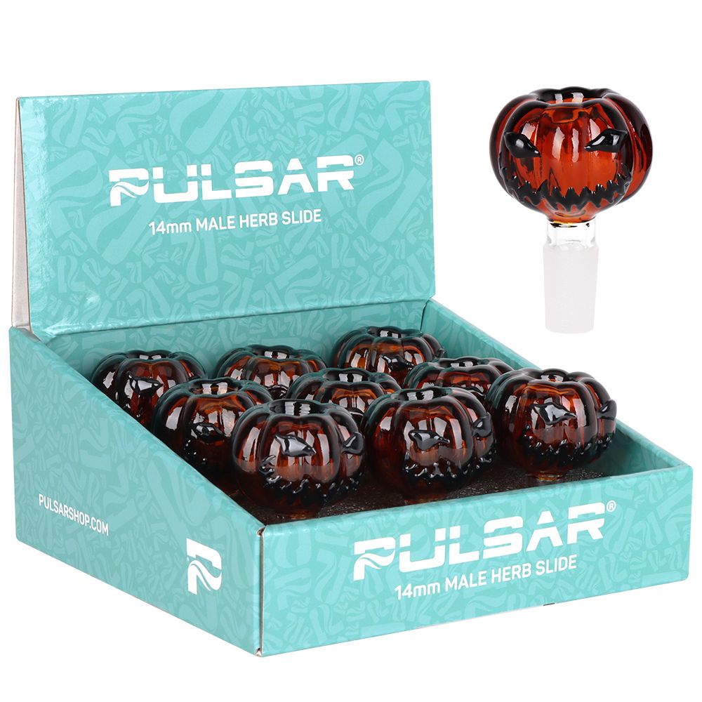 9CT DISPLAY - Pulsar Jack-O-Lantern Herb Slide - 14mm M