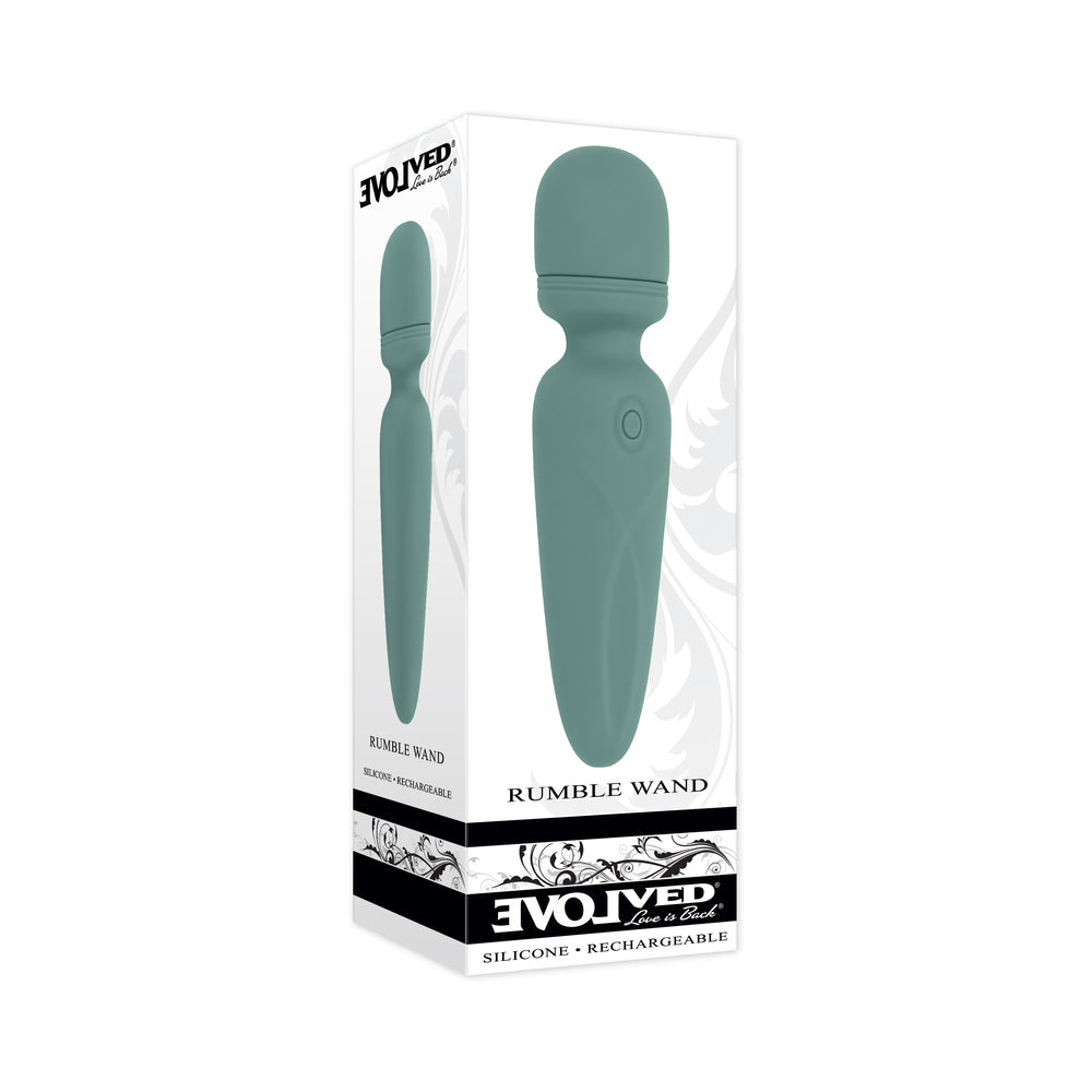 Evolved Rumble Wand Rechargeable Vibrating Mini Wand Silicone Green
