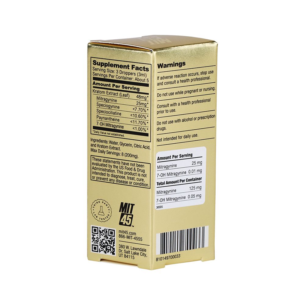 12CT DISPLAY - MIT45 Gold Liquid Kratom Shot - 125mg / 15ml