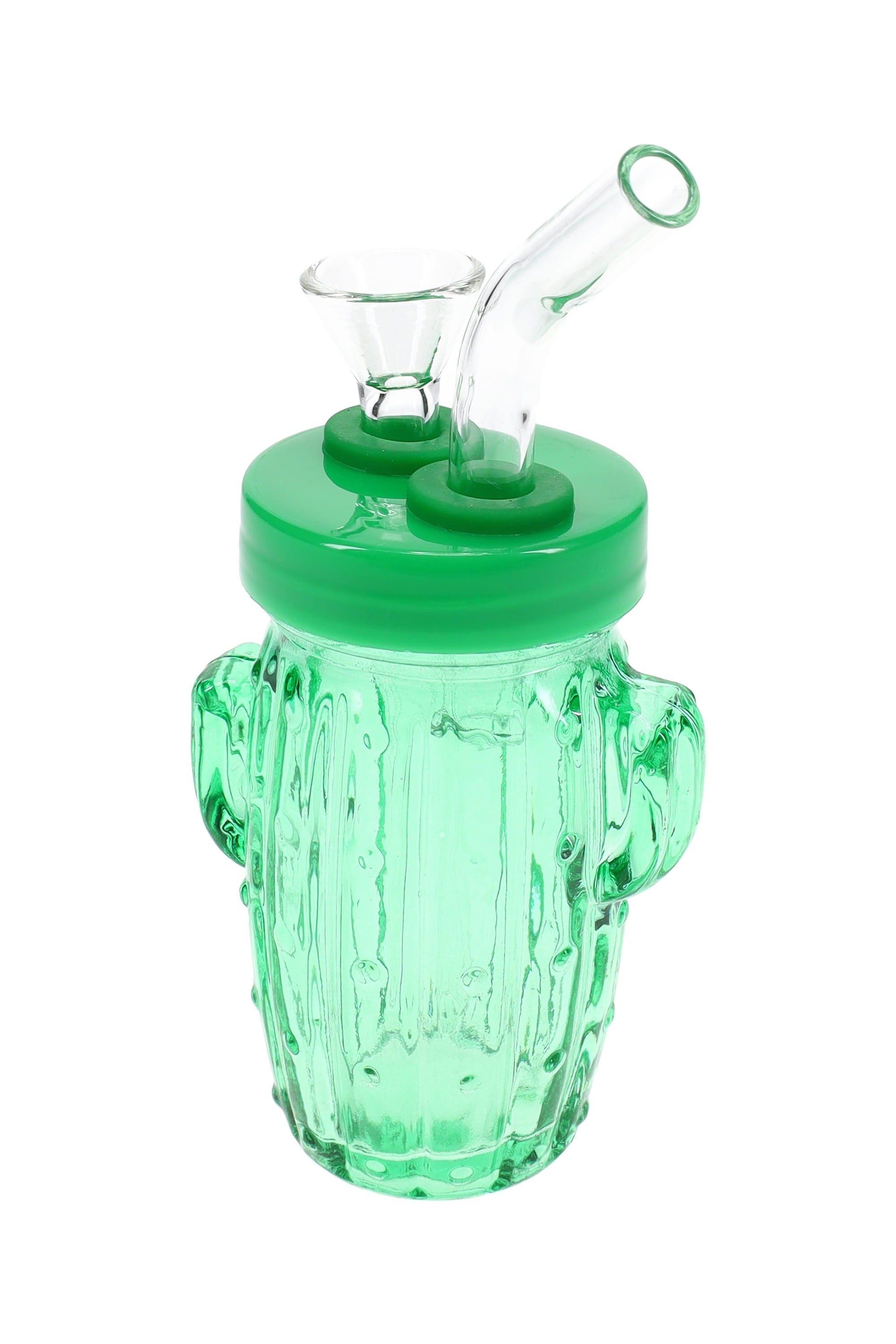 Colored Glass Cactus Water Pipe “Desert Sipper” – 3.5″
