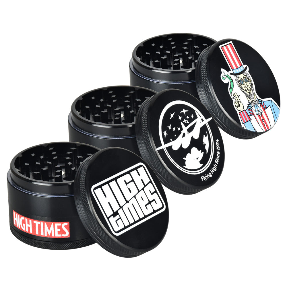 High Times Metal Grinder - 4pc / 2.5" / Black 6pcs