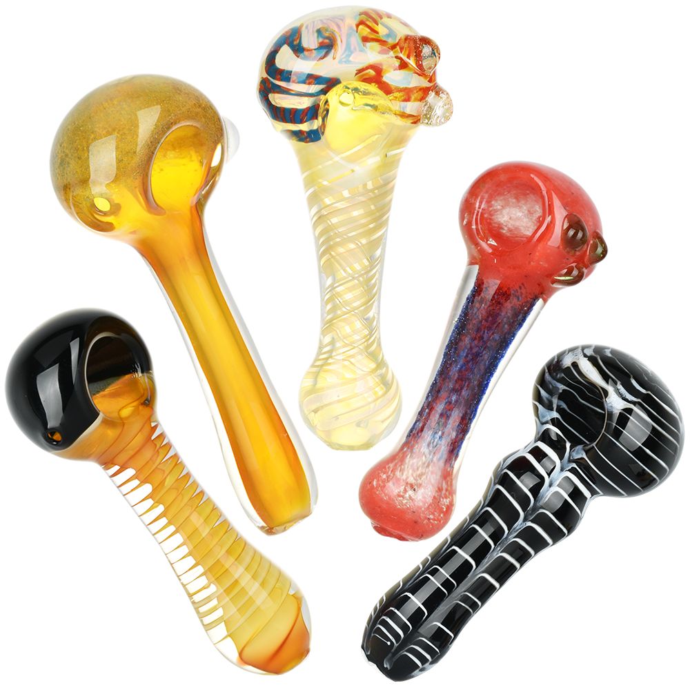 Elemental Assortment Glass Spoon Pipes - 4" 20ct