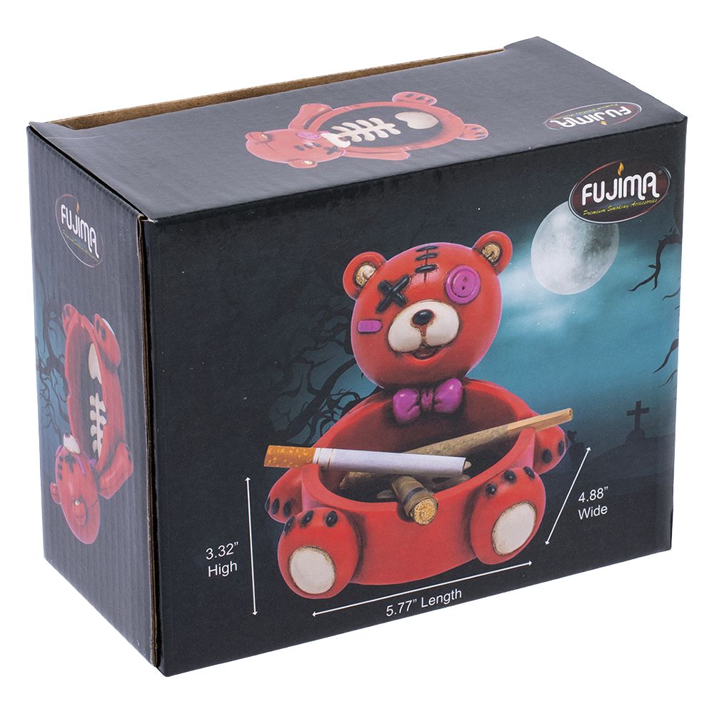 Fujima Zombie Bear Polyresin Ashtray - Red / 5.75"x4.9"