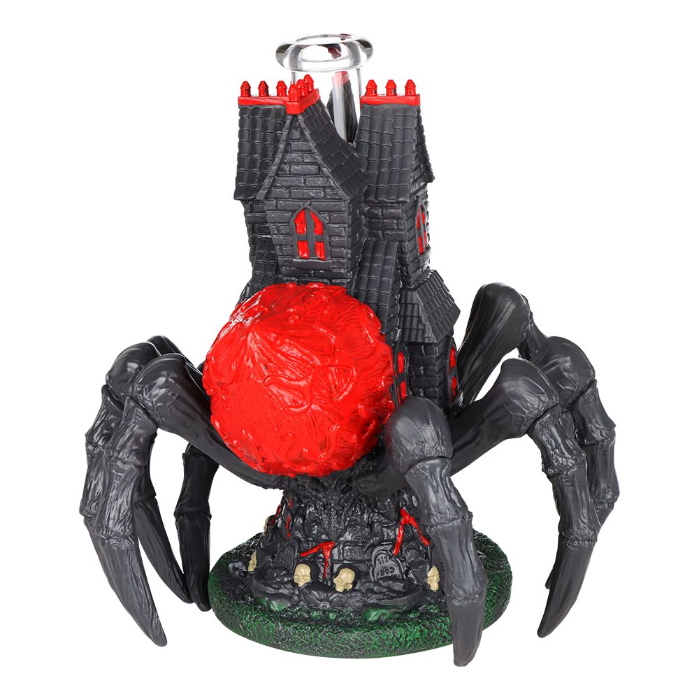 All Seeing Arachnid Castle Glass & Vinyl Water Pipe - 10.25" / 14mm F