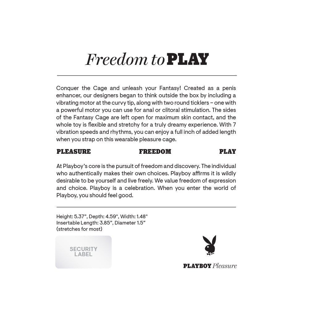 Playboy Fantasy Cage Rechargeable Vibrating Cock Cage Silicone Purple