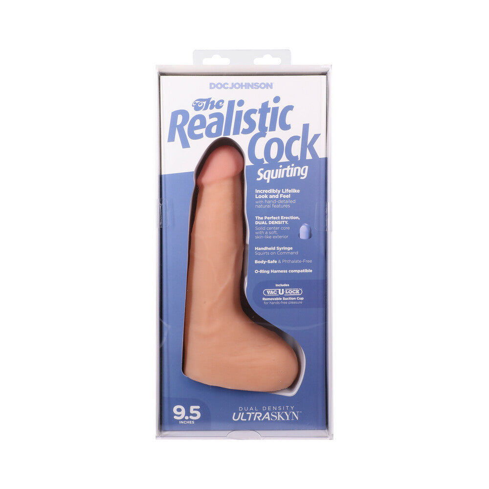 The Realistic Cock Squirting 9.5 in. ULTRASKYN Vac-U-Lock Dildo Vanilla