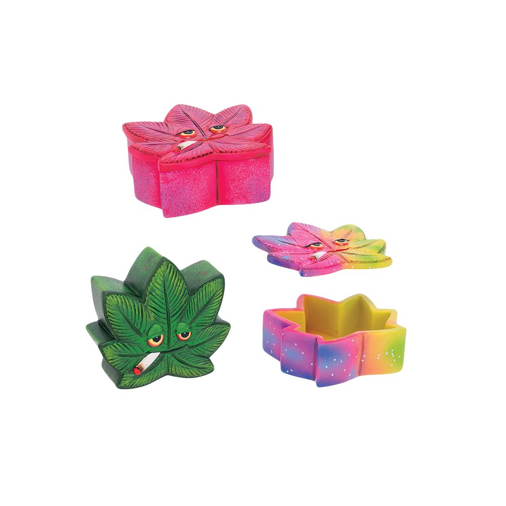 Fujima Stoned Hemp Leaf Stash Box - 3.5" x 3.5" 6ct