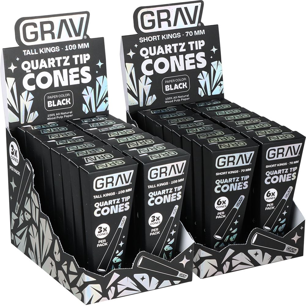 GRAV Quartz Tip Pre-Rolled Cones | Black | 16pk Display