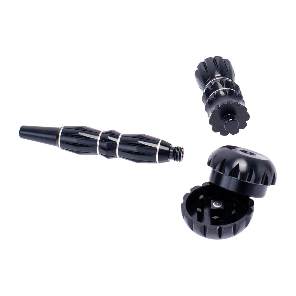 ALUMINUM RIBBED SMOKING PIPE WITH GRINDER