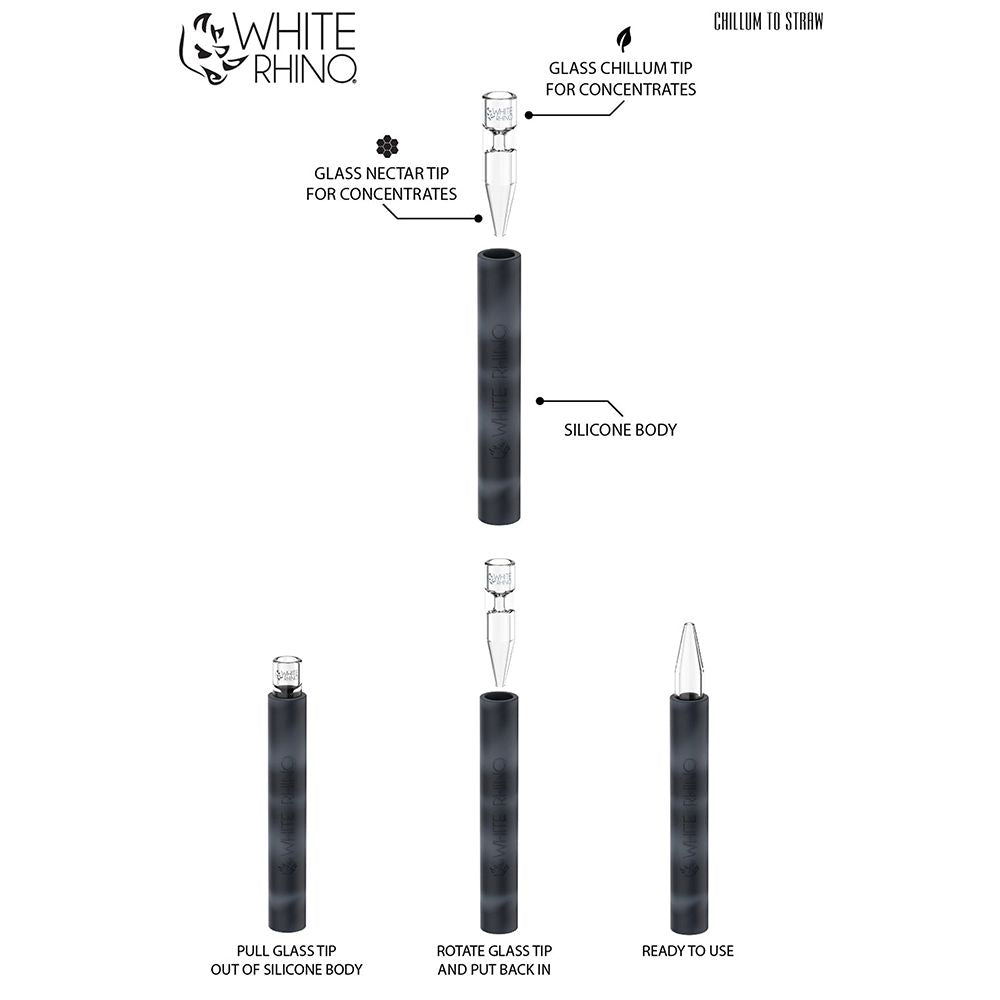 White Rhino Pyrex Chillum To Straw - 5" / 25ct