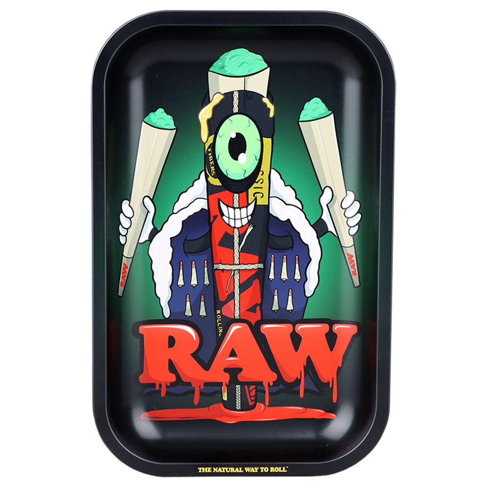 RAW Black Cone Monster Metal Small Rolling Tray - 11"x7"