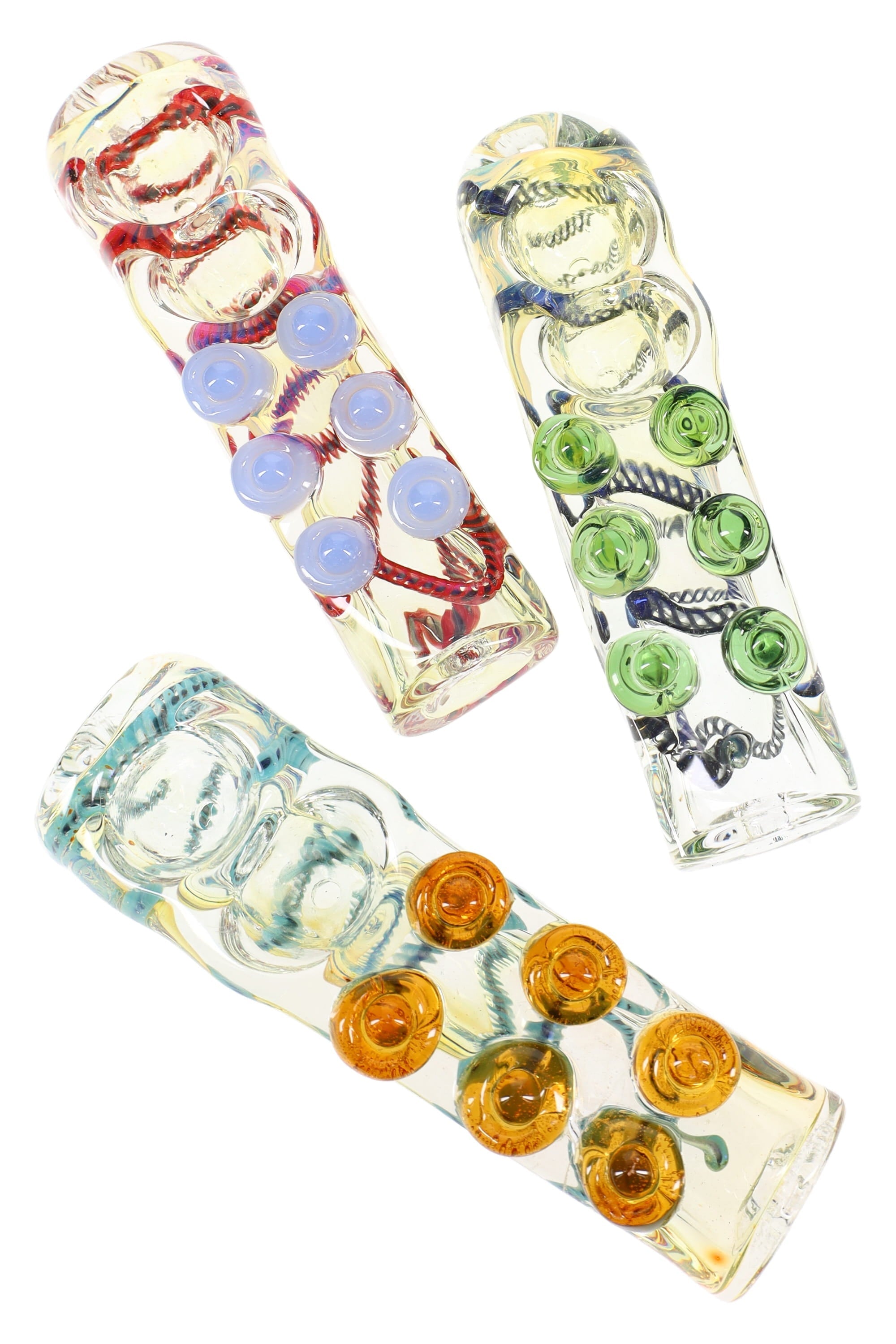 Color Changing Double-Bowl Hand Pipe “Squiggle” – 4–5″ – Assorted Colors