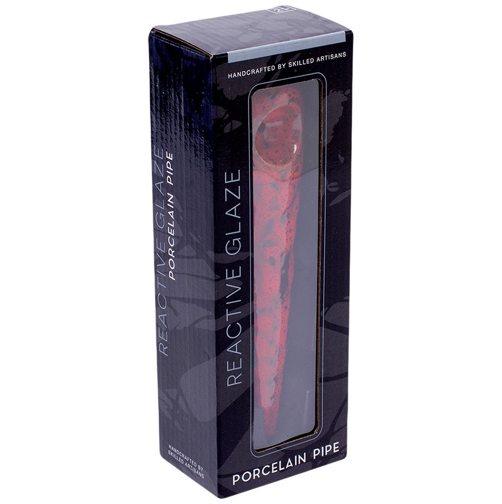 Kush RX Red Reactive Glaze Ceramic Hand Pipe - 7.5""