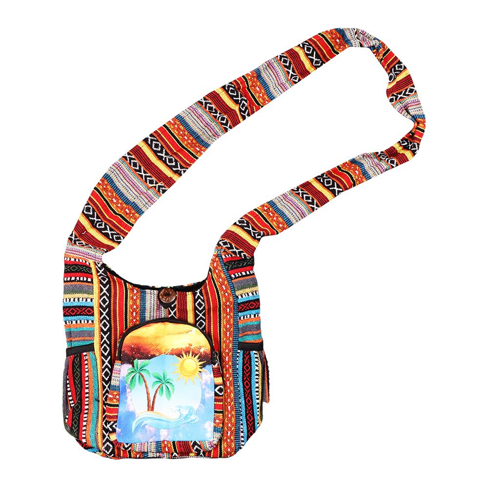 ThreadHeads Scenic Beach Aztec Patchwork Shoulder Sling Bag - 10.5"x10.5"