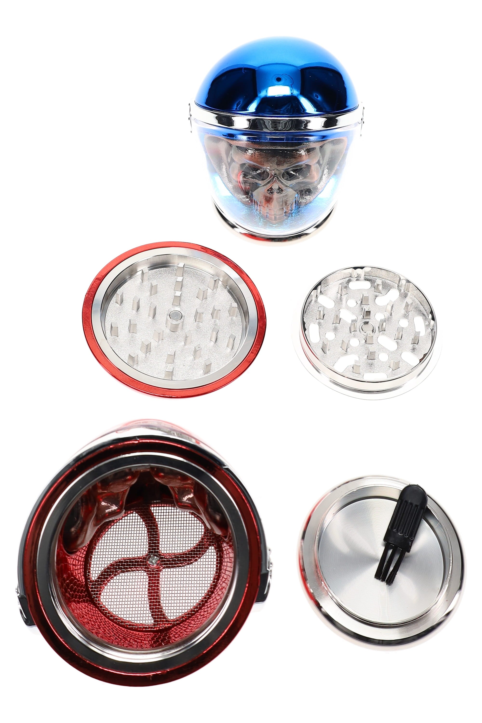 4-Part Metal Skull Astronaut Herb Grinder “Cosmic Reaper” – 2¼″
