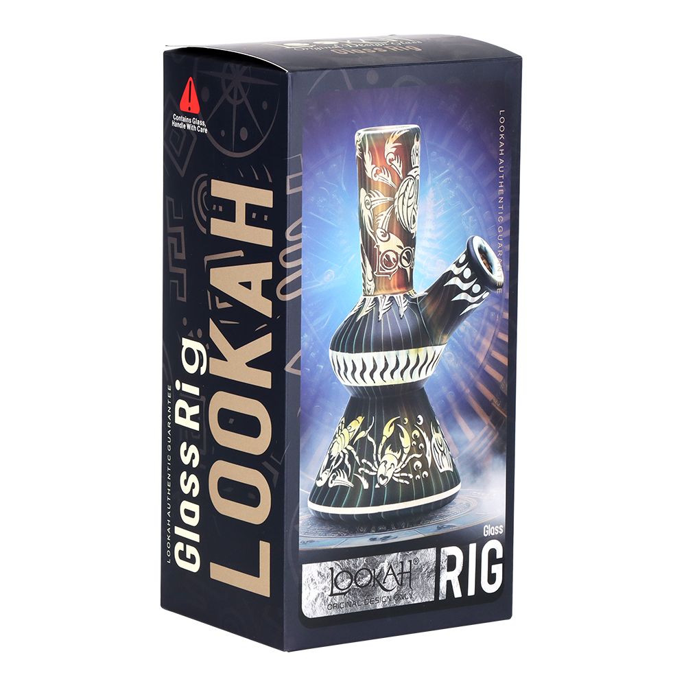 Lookah Glass Sacred Arthropod Black Etched Glass Water Pipe - 5.75" / 14mm F