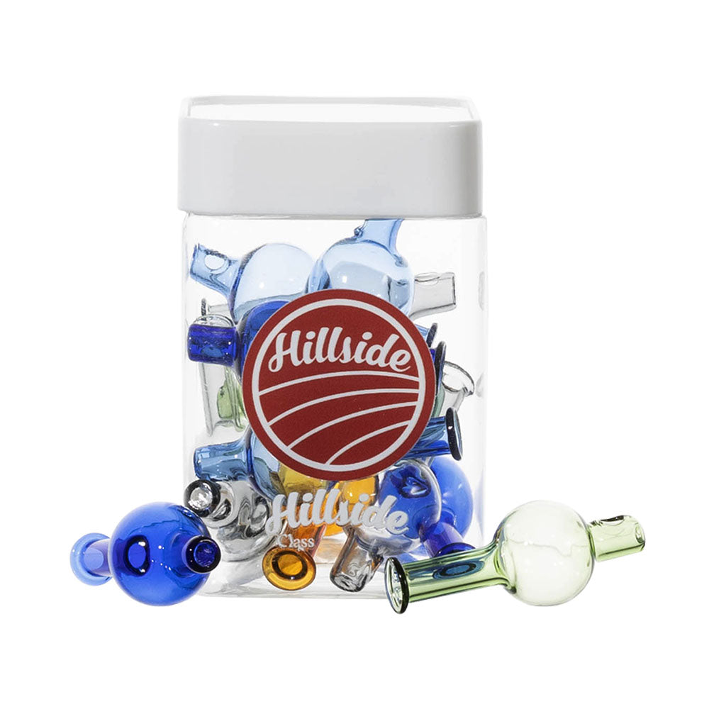 Hillside Glass Bubble Carb Caps - 22mm / Asst Colors 12PC JAR -