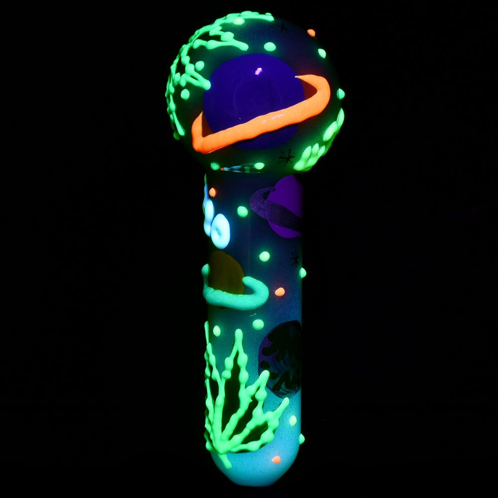 420 Painted Glow In The Dark Glass Hand Pipe - 5" / 6ct